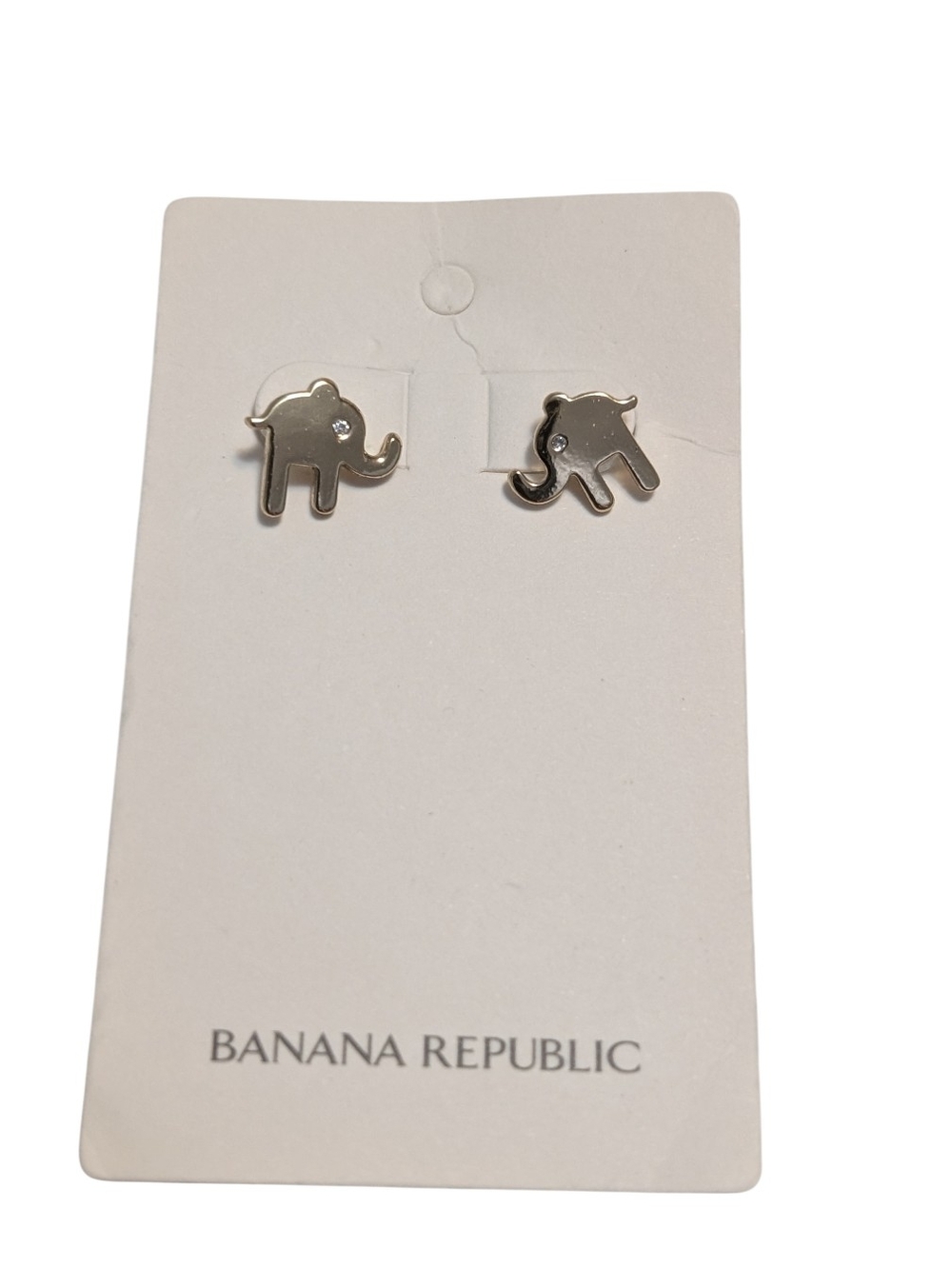 Banana Republic Silver Elephant Stud Earrings with Crystal Eye
